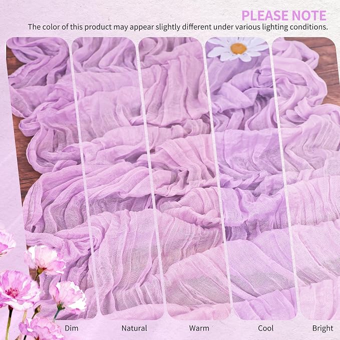 4 Pack Cheesecloth Table Runner 10FT Lilac Purple Table Runner Lavender Boho - Image 7