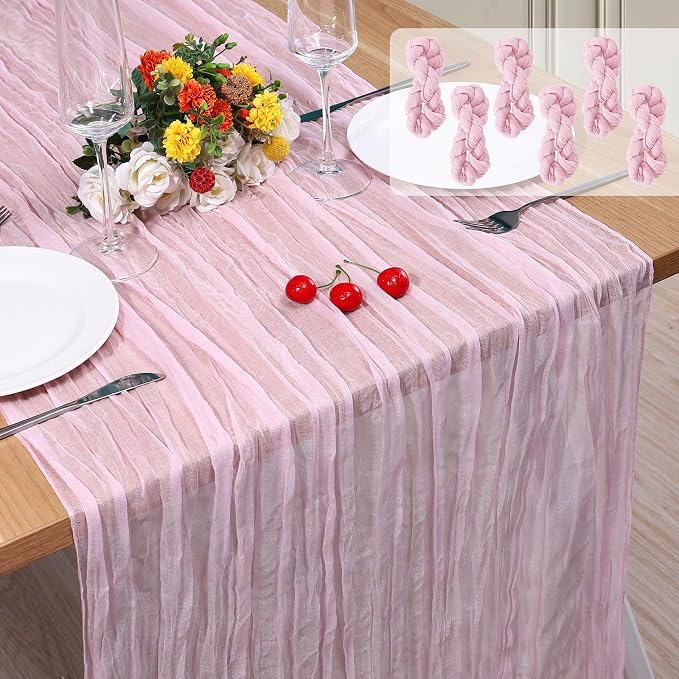 6 Pack Cheesecloth Table Runner 10Ft Christmas Gauze Boho Table Runners by Home