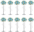 Nuptio Wedding Centerpieces Silver Vases: 10 Pcs 27.6in Tall Crystal Flower Vase Metal Flowers Stand for Party Tables Decorations - Elegant Bulk Weddings Decoration Table Chandelier Centerpiece stands