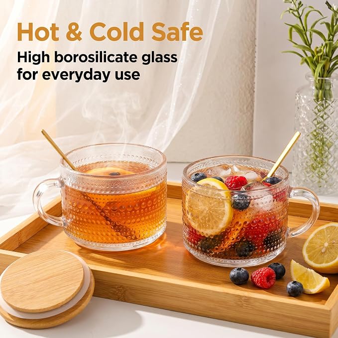 14oz Vintage Glass Coffee Mugs - Image 2