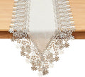 Natural Beige Floral Lace Table Runner Dresser Scarf | Rustic Farmhouse Style by Winotic