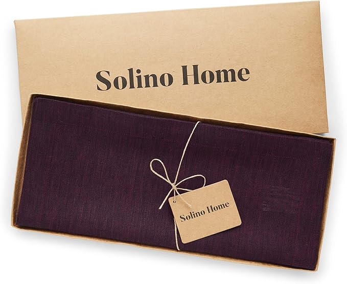 Solino Home 100% Pure Linen Table Runner Burgundy, Athena 14 x 132 in Long | - Image 5