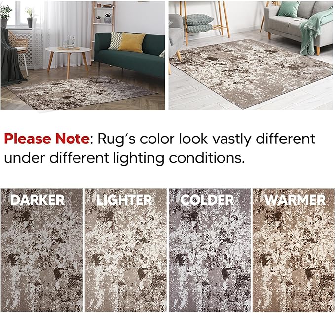Keen Home Design Area Rugs - 8x10 Non-Shedding, Abstract Rugs for Kitchen, Living Room, Bedroom, Dining Room, Entryway - Size: 7'3" x 10'2", Multi