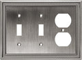 Henne Bery Sunken Pearls Heavy Duty Decorative Wall Plate Switch Plate Outlet Cover (Double Toggle/Single Duplex, Heirloom Silver)