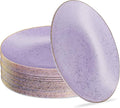 PLASTICPRO 30 Pack Disposable Plastic Plates Heavyweight Granite Look Elegant 10 inch Dinner Plates Purple with Gold Rim