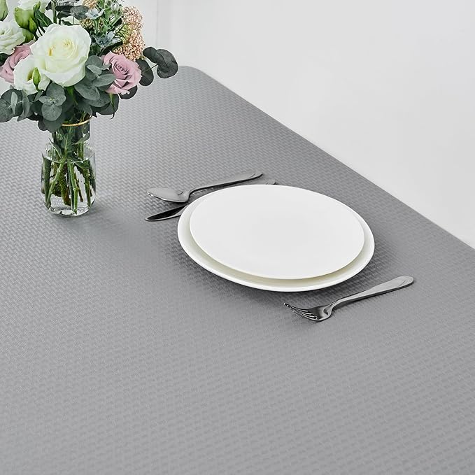 maxmill Jacquard Tablecloth Stain Resistant Waterproof Wrinkle Free Spillproof Washable Soft Weaved Texture Table Cloth for Dining Room, Indoor Outdoor Use, Rectangle 60 x 140 Inch, Light Grey
