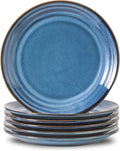 HASENSE Salad Dessert Plates, 8 Inch Ceramic Dinner Plate Set of 6, Small Round by Hasense