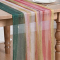 Artoid Mode Boho Green Red Stripes Christmas Chiffon Table Runner 120 Inches by ArtoidMode