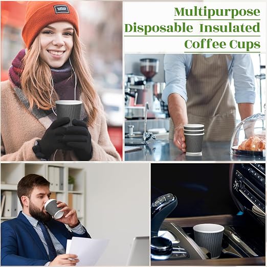 Yaomiao 200 Pcs 4 oz Disposable Espresso Coffee Cups Ripple Corrugated Paper - Image 7
