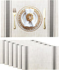 Placemats Set of 6 Vinyl Washable Placemats, 18"x12" Wipeable Heat-Resistant Non-Slip Easy Clean Table Mats Ideal for Dining Table Table Runner and Outdoor (6, Grey Wide Stripe)