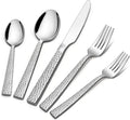 LIANYU 50-Piece Silverware Set for 10, Stainless Steel Flatware Set, Hammered by LIANYU