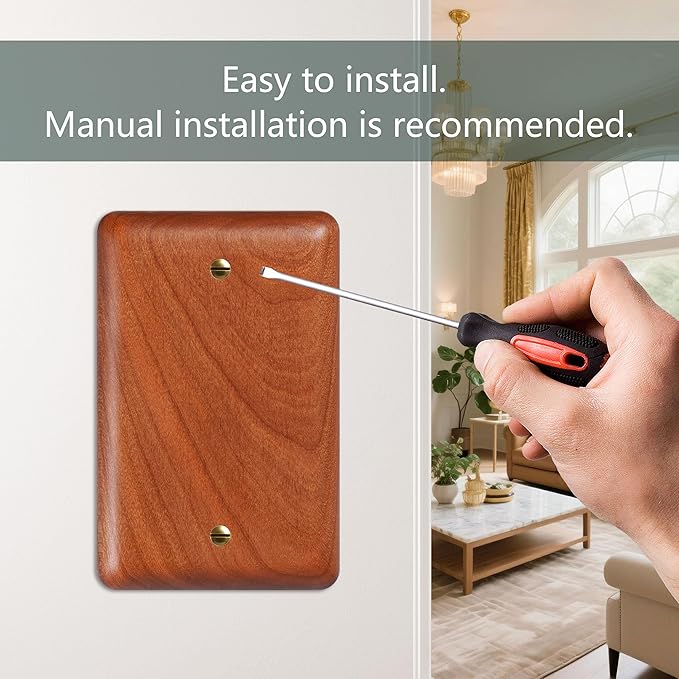 Cherry Wood Blank Wall Plate Cover Decorator Style Perfect for Blank Wall Plate and Blank Outlet Cover Home Decor Elegant Design