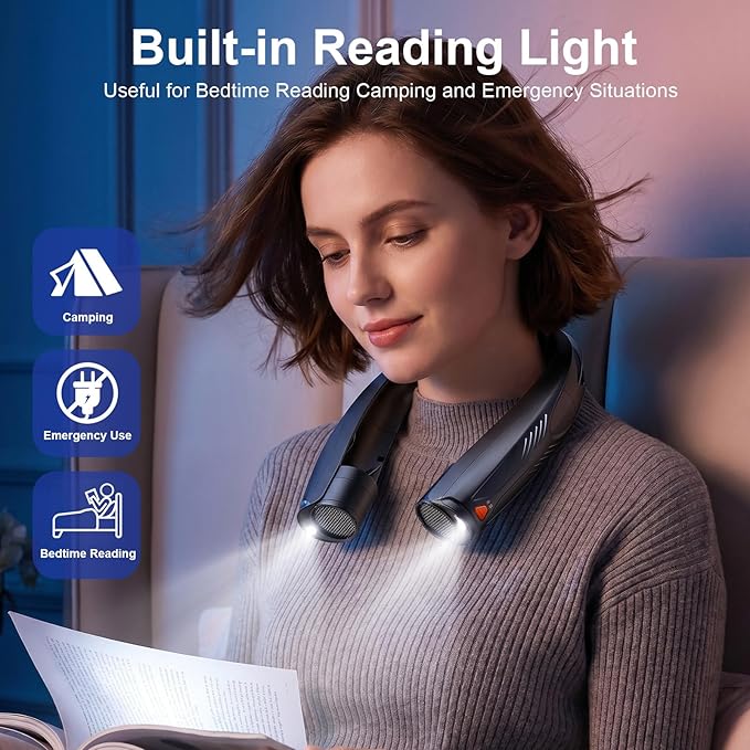 Portable Neck Fan with Reading Light, 6-Speed Wearable Fan, 6000mAh USB-C - Image 6