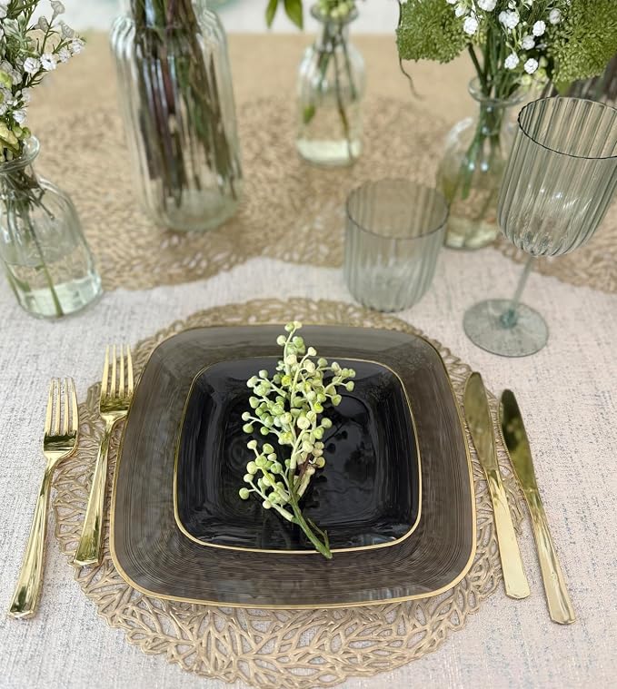 " OCCASIONS " 640pcs set-Wedding Party Disposable Plastic Plate Set -80 x 10'' - Image 4