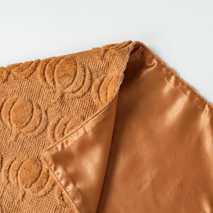 Artoid Mode Caramel Soft Faux Fur Pumpkins Fall Table Runner 13x120 Inch | - Image 5