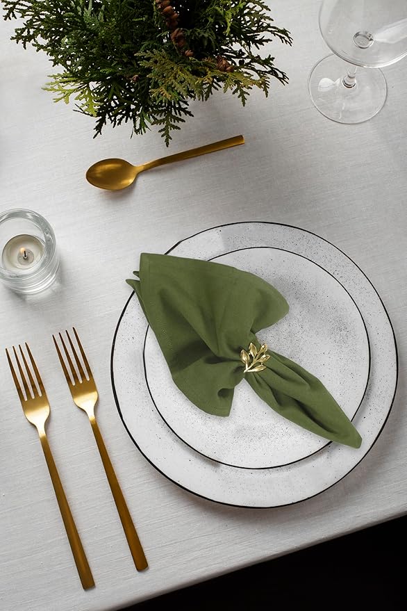 Accent Home 100% Cotton Napkins, Delicate Cloth Napkins for Dinners, Parties and Weddings，18 x 18 Inch Set of 6 - Olive Green