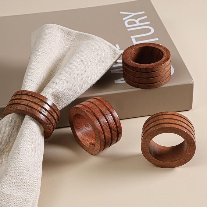 Handcrafted Wooden Napkin Rings, Hardwood Dinner Napkin Holders Set of 12 - Image 8