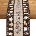 Coffee Time Table Runner, Retro Farmhouse Cafe Cup Tea Coffee Theme Wooden by Unknown