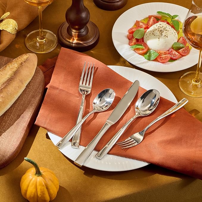 KINGSTONE Silverware Set for 8, 40-Piece Stainless Steel Flatware Set with Forks, Knives, Spoons, Dishwasher Safe Cutlery Set for Home, Wedding, Rust-proof