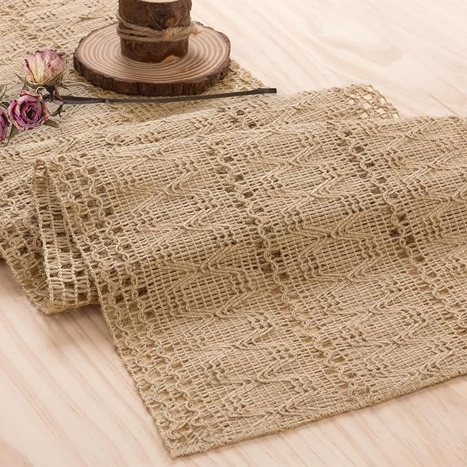Burlap Boho Table Runner for Spring Home Decor 108 Inches Long, Modern by Niviy