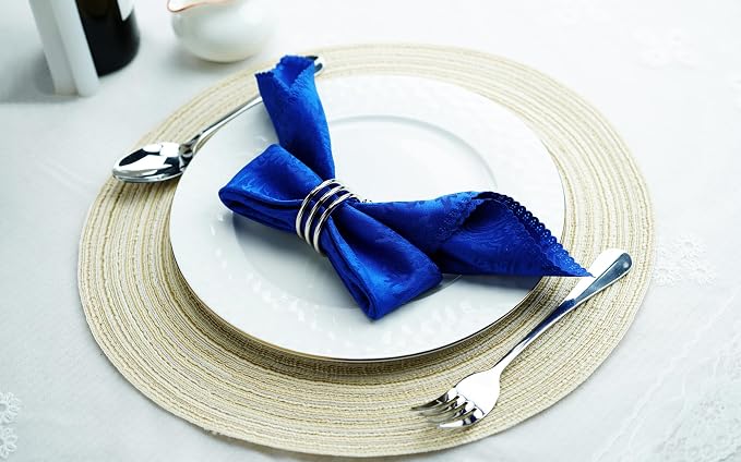 6Pcs Silver Napkin Rings Round Napkin Ring Set Napkin Holders - Image 3