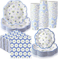 250 Pcs Blue Seashell Disposable Paper Plates and Napkins | Scalloped Design by Newtay