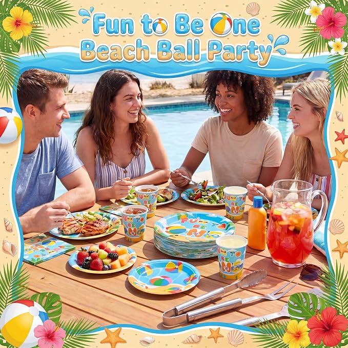 Pickmesh 250 Pcs Beach Ball Party Supplies Summer Beach Ball 1st Birthday Paper - Image 4