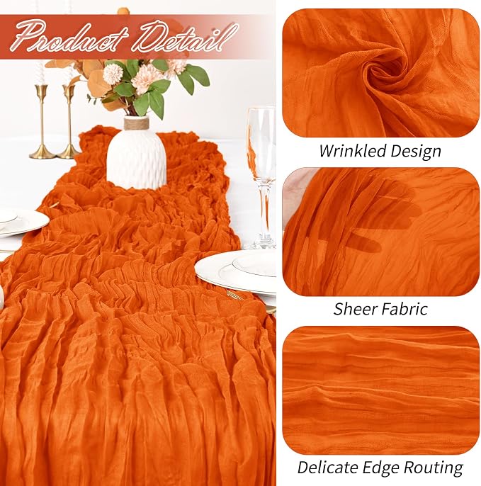 15 Pack Orange Cheesecloth Table Runner 17 x 108 inch Cheese Cloth Table - Image 3