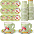 Nuogo 200 Pcs Floral Paper Tea Cups and Saucers 7 oz Disposable Paper Teacups by Nuogo