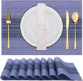 Winknowl Placemats Set of 8, Washable Vinyl Woven Placemats, Heat Resistant & Wipeable Table Mats for Kitchen Dining Table (Purple)