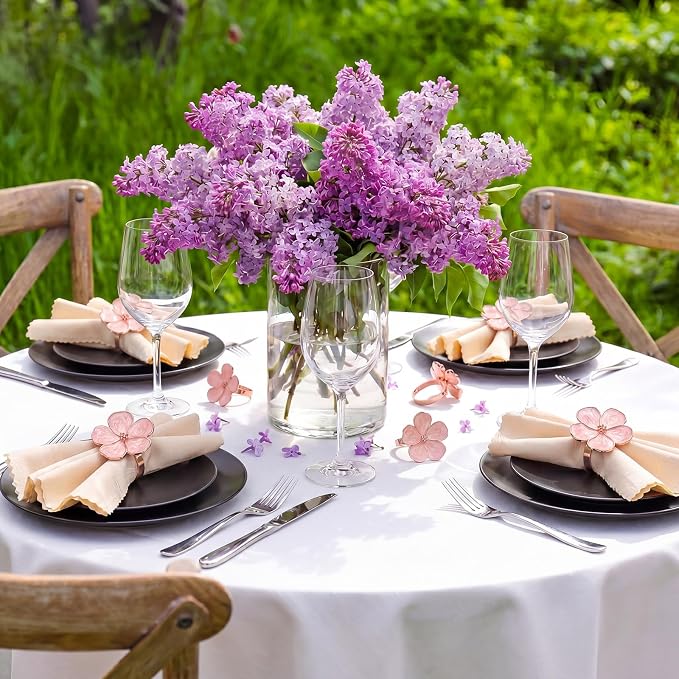Patelai Set of 6 Rose Gold Napkin Rings Pink Napkin Ring Holders | Decorative - Image 5
