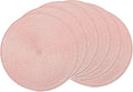 AHHFSMEI Round Braided Placemats 15 Inch Round Table Mats for Dining Tables Natural Woven Heat Resistant Place mats Set of 6 (Pink)