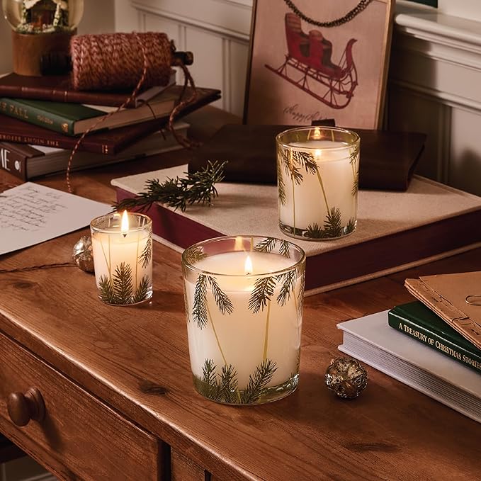 Thymes Frasier Fir Pine Needle Candle – Holiday Candles for Home Scented with Notes of Crisp Siberian Fir, Cedarwood & Sandalwood – Christmas Decor – Christmas Gifts for Women & Men (6.5 oz)