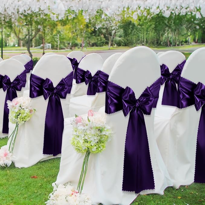 VACVELT Purple Satin Table Runners, 12x72 Inch, 12 Pack, Scalloped Edge | Silky - Image 4