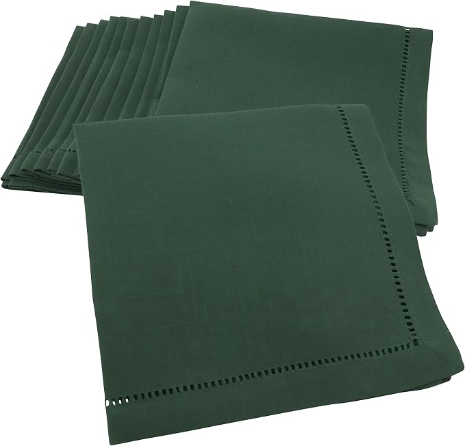 SARO LIFESTYLE Hemstitched Border Dinner Napkin, Jasper Green - Image 2