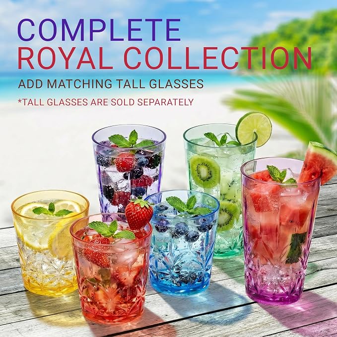 Bravario Royal Plastic Drinking Glasses, 13 oz Set of 6, Plastic Cups Reusable - Image 6