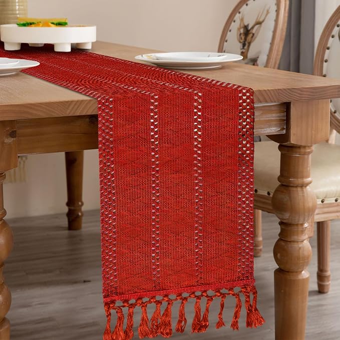 Christmas Table Runner for Red Tassel Home Decor 72 Inches Long, Winter Xmas - Image 4