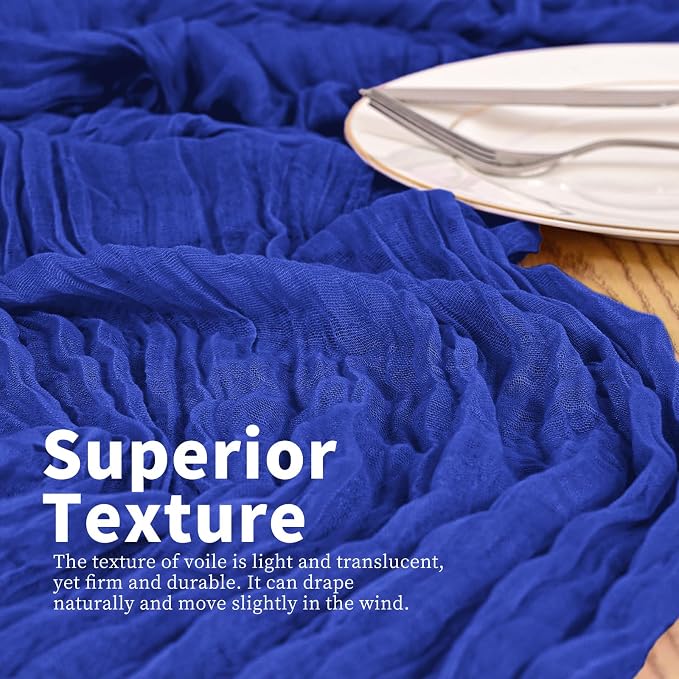 4 Pack Royal Blue Table Runners 17 x 108inch Cheesecloth Table Runner Boho - Image 2