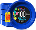 Dark Blue Plastic Plates For Party 10" Dark Blue Disposable Plates Heavy Duty 100 Pcs Plastic Dinnerware Sets Heavy Duty 350 GSM Disposable Dinnerware Set