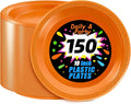 WELLIFE Orange Party Plates 10 Inch -150 Count, Plastic Disposable Dinner Plates for Party Easter Halloween Thanksgiving Picnic BBQ