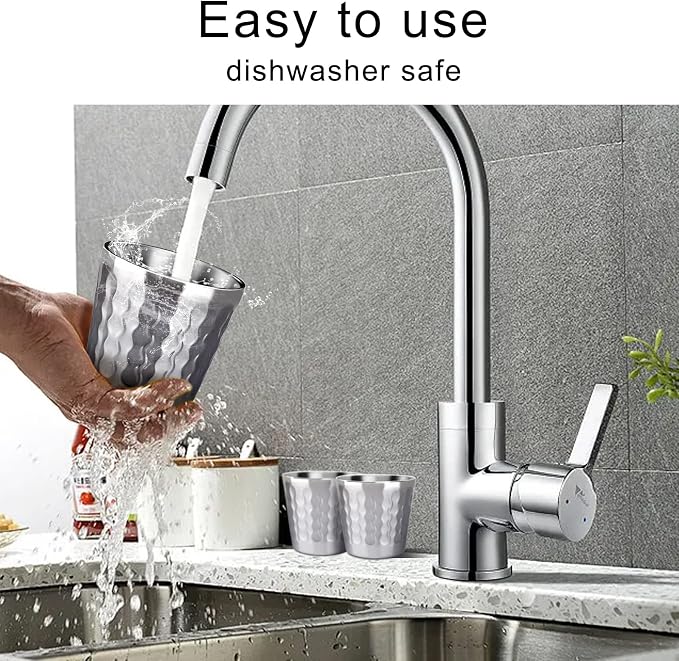 Beasea Stainless Steel Cups, 4 Pack 6oz Metal Drinking Stackable Double Wall - Image 6