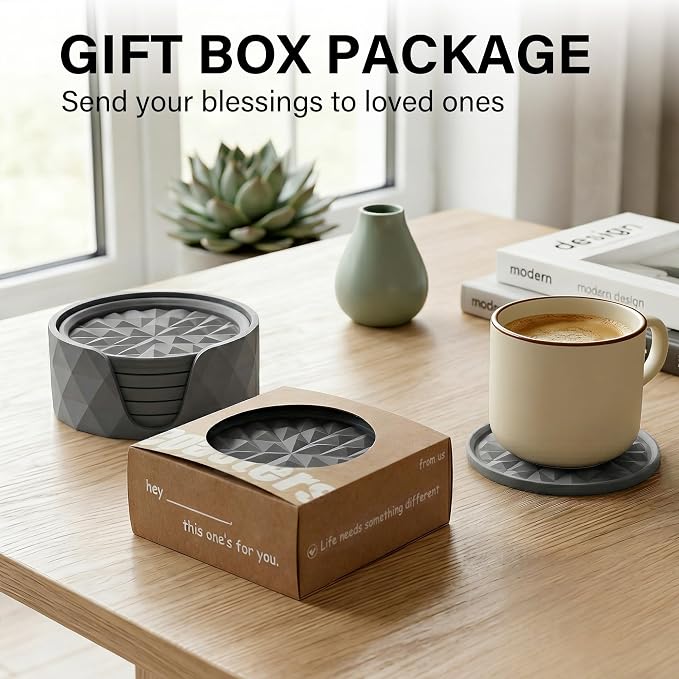 Silicone Drink Coasters Set of 6, Desk Cup Coaster | Prevents - Image 5