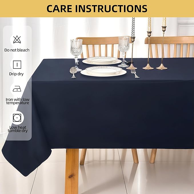 6-Pack 60x144 inch Navy Blue Table Cloths, Solid Stain and Wrinkle Resistant Oblong Tablecloth, Premium Plain Weave Polyester Fabric Rectangle Table Linen Covers for Hotel, Banquet