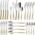 Gold Silverware Set 20-Piece Stainless Steel Flatware Cutlery Set | Service by X-zrew