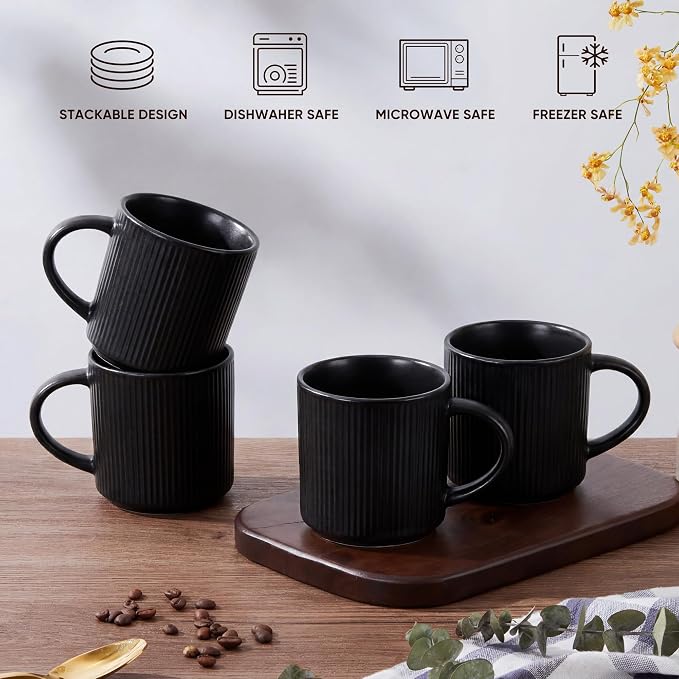 E-far Coffee Mugs Set of 4, 12 oz Stoneware Coffee Cups - Image 8