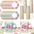 Umigy 36 Sets Floral Tea Party Decorations 6.5 oz Floral Paper Teacups & Saucer by Umigy