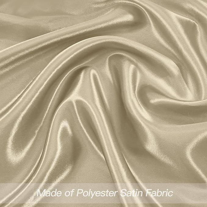 P Pothuiny 12 Pcs Beige Satin Napkins 17 x 17 Inch, Satin Cloth Napkins | - Image 4