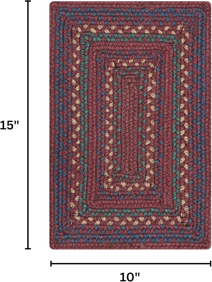 Homespice Jamestown Jute Braided Placemats for Table, Set of 4-10x15, Rectangle, Burgundy - Vibrant Colors, Durable, Easy to Clean and Protects Furniture