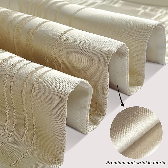 Elegant Modern Beige Table Runner, Embroidered Geometric, Tassels | Luxury - Image 2
