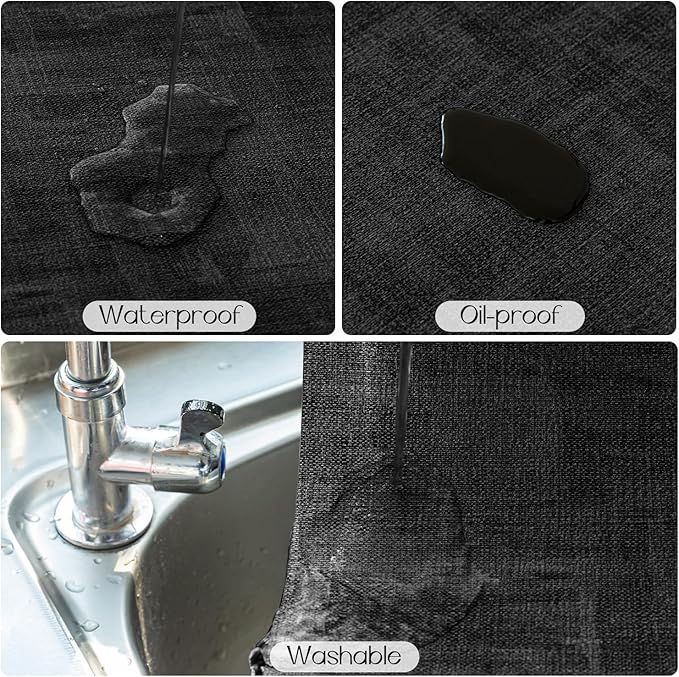 Romanstile Reversible Vinyl Placemats Set of 6, Faux Leather 100% Waterproof Oil-Proof Wipeable Place Mats, Heat Resistant Dual Sided Table Mats for Kitchen/Dining/Party (Grey Black, 12 x 17 Inch)